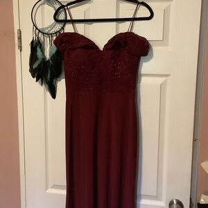 NightWay Vintage Elegant Maxi Strapless Burgundy Dress size 6